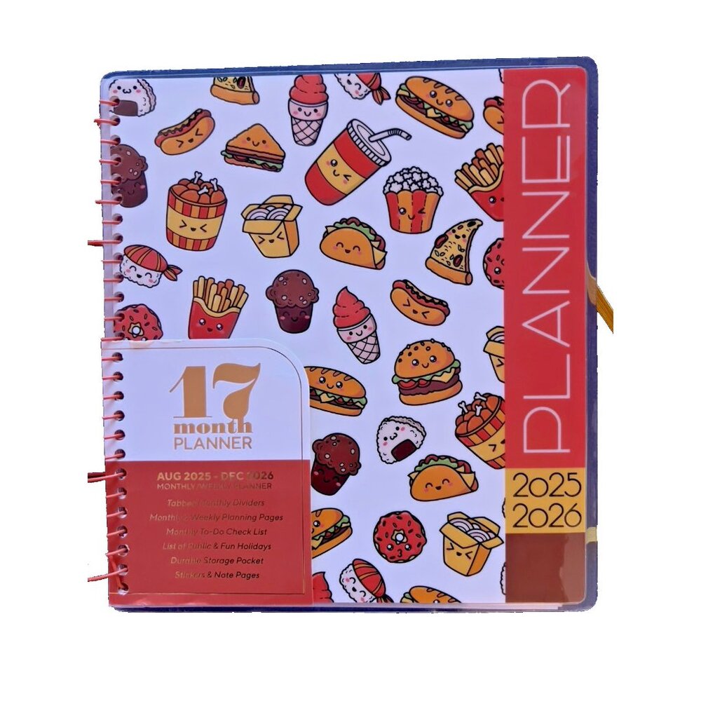 2026 Planner FAST FOODIE Day Weekly Month Planning Note Page Gift